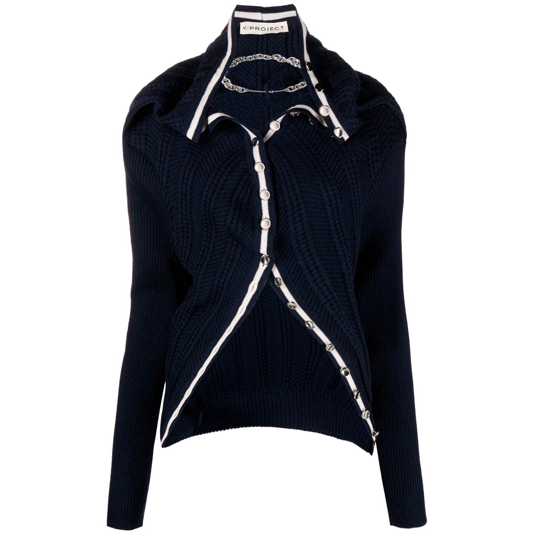 Y Project Ruffled Cardigan With Chain